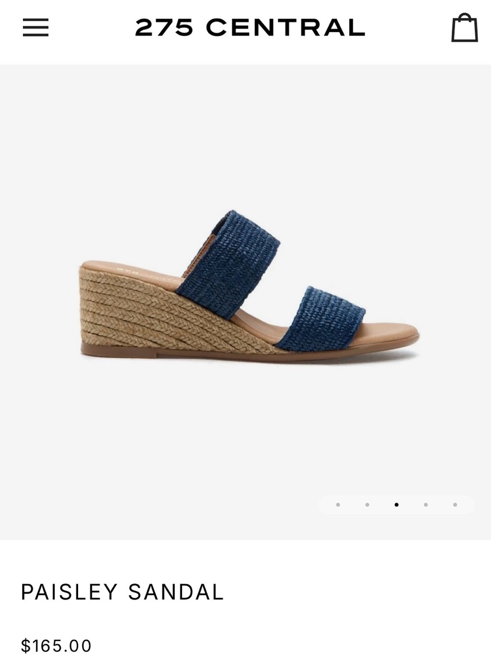 275 Central Paisley Sandal Navy Raffia 8
